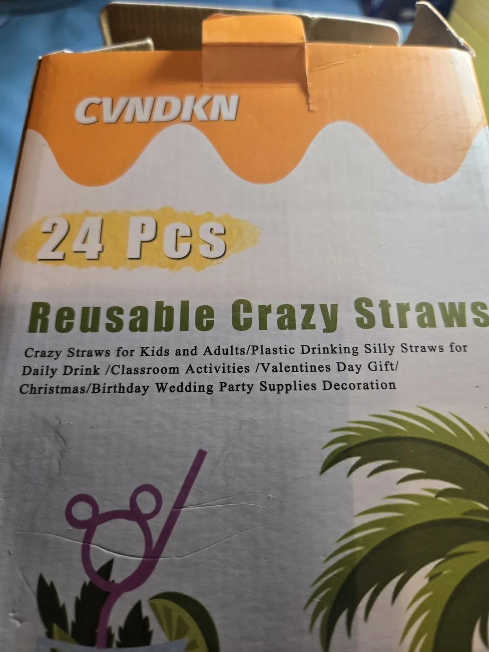 24 Pcs Silly Crazy Straws for Kids Reusable Plastic Loop Curly Crazy Drinking St